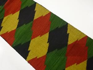 未使用品　手織り紬　松皮菱模様織り出し袋帯(未仕立て)